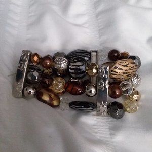 Stretchy Animal Print Fashion Bracelet with Silver Hardware NWOT